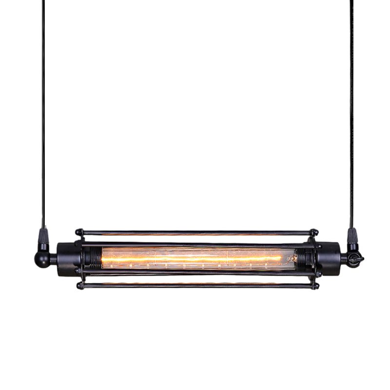 Vintage Industrial Iron Antique Flute Pendant Light with Tungsten Bulb - Retro Home Lighting Fixture