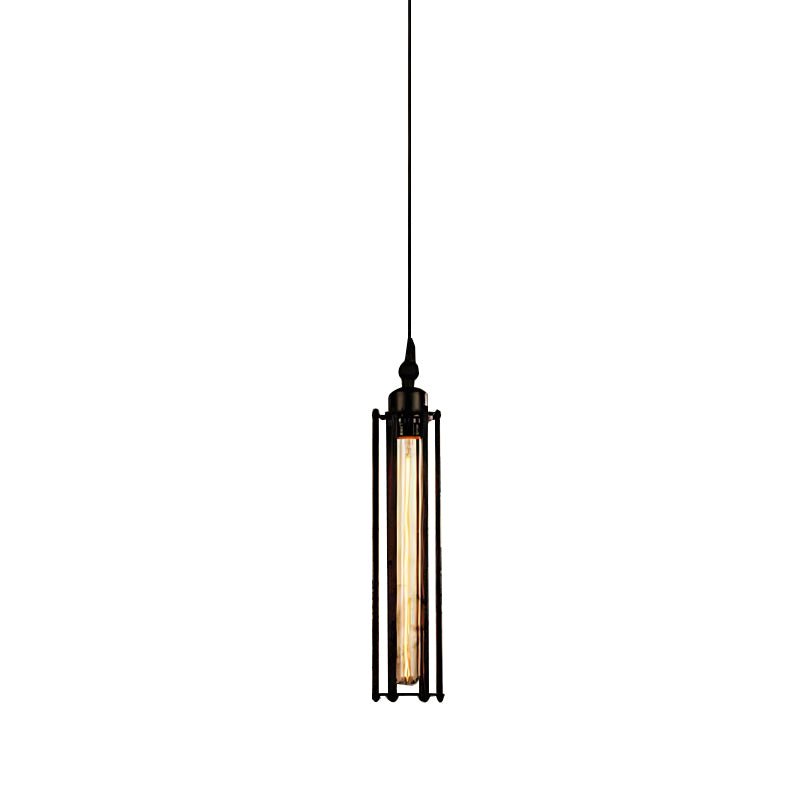 Vintage Industrial Iron Antique Flute Pendant Light with Tungsten Bulb - Retro Home Lighting Fixture