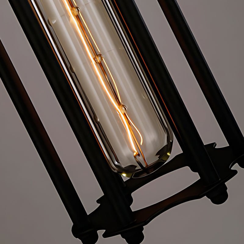 Vintage Industrial Iron Antique Flute Pendant Light with Tungsten Bulb - Retro Home Lighting Fixture
