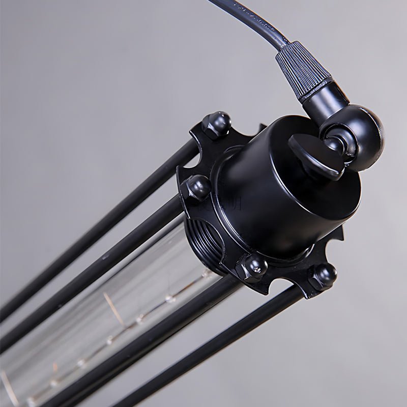 Vintage Industrial Iron Antique Flute Pendant Light with Tungsten Bulb - Retro Home Lighting Fixture