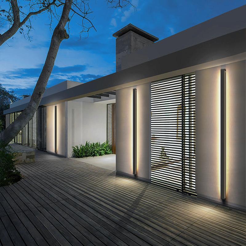 Dimmable RGB Long LED Linear Wall Lights - Black Minimalist Design for Modern Spaces