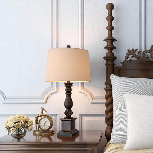 24-Inch Rustic Bronze Traditional Table Lamp - Elegant Resin Design for Home Decor