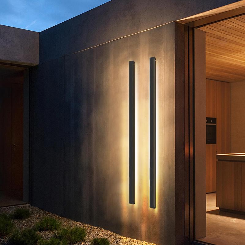 Dimmable RGB Long LED Linear Wall Lights - Black Minimalist Design for Modern Spaces
