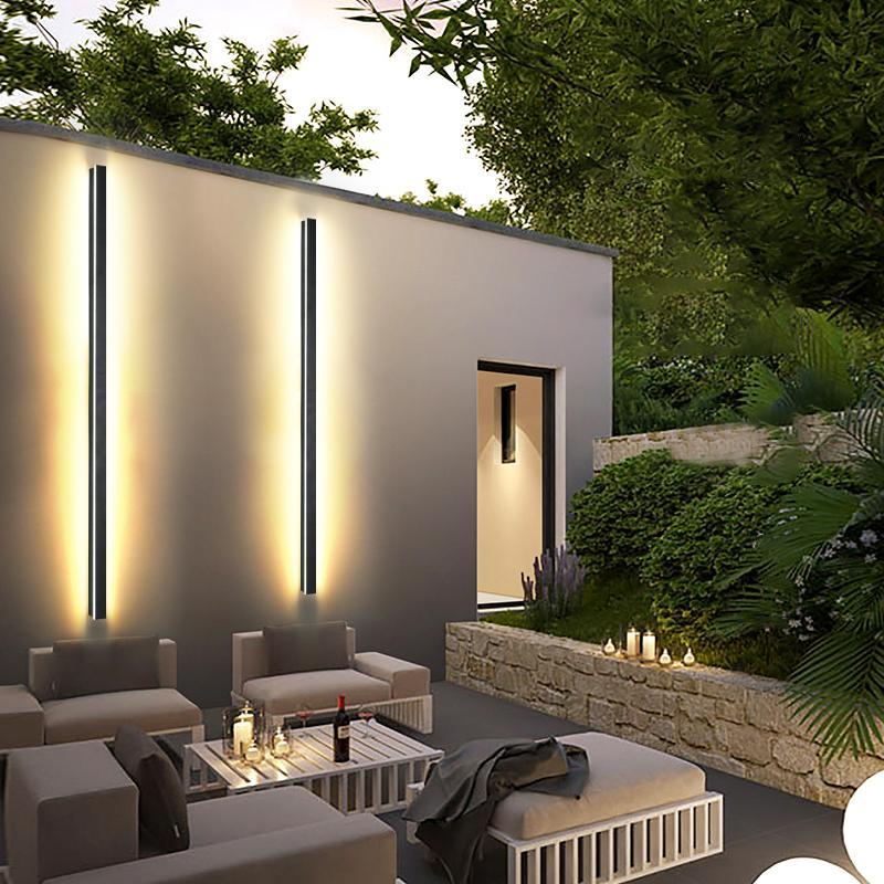 Dimmable RGB Long LED Linear Wall Lights - Black Minimalist Design for Modern Spaces