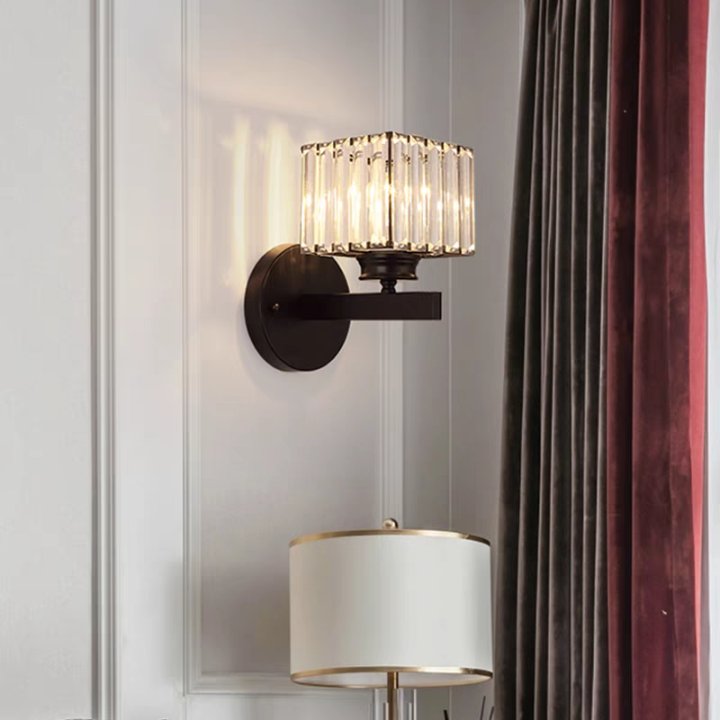 Modern Crystal Glass Wall Light with Elegant Arm Design - Stylish Home Lighting Fixture