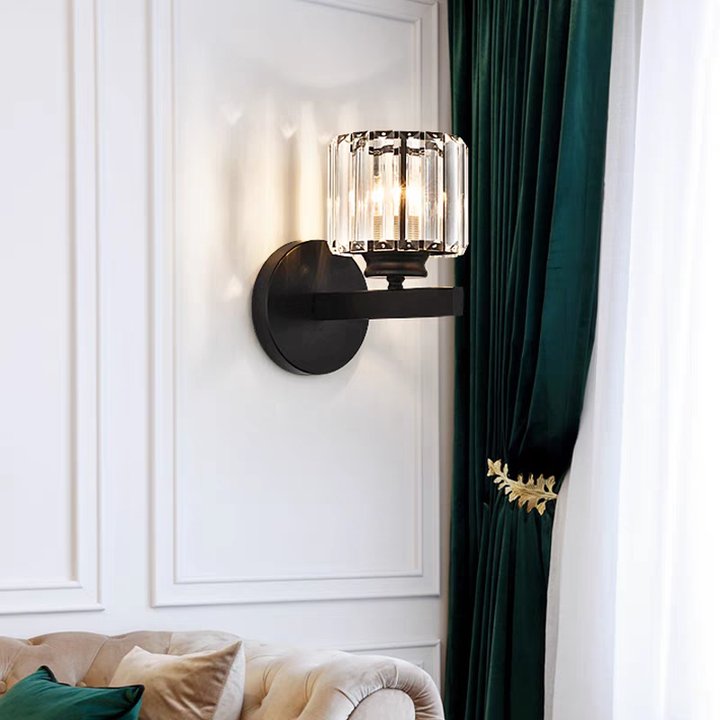 Modern Crystal Glass Wall Light with Elegant Arm Design - Stylish Home Lighting Fixture