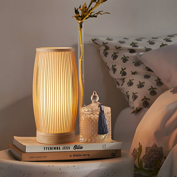 Japanese Bamboo LED Table Lamp - Elegant Lantern Design for Home Décor & Ambient Lighting