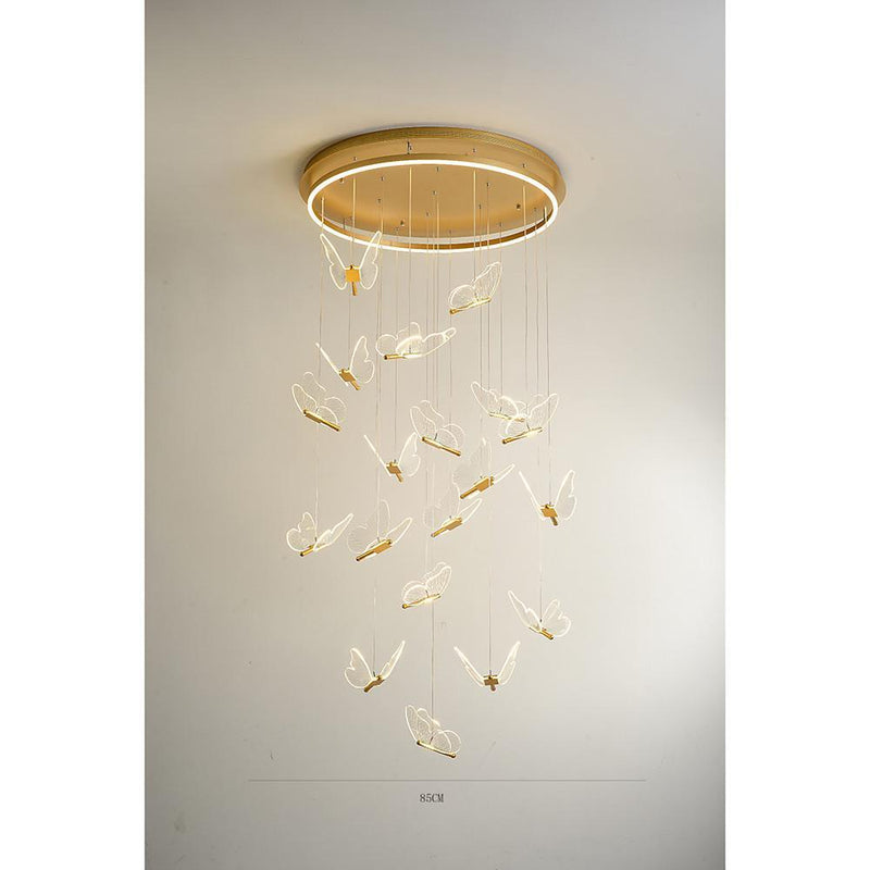 Butterfly Shaped LED Pendant Light - Acrylic & Metal Island Ceiling Fixture for Living Room