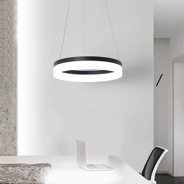 Modern Circular LED Pendant Light - Sleek Aluminum & Acrylic Ceiling Fixture for Contemporary Spaces