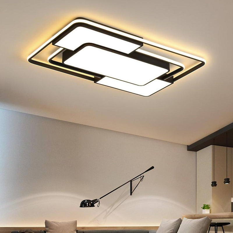 Modern Square LED Geometric Flush Mount Ceiling Light for Bedroom - Energy Efficient Lighting Fixture