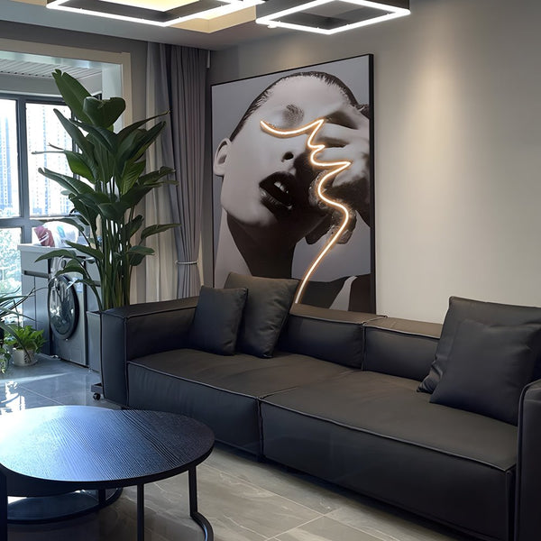 Elegant LED Crystal Porcelain Lady Profile Wall Art - Illuminated Decorative Painting for Home Décor