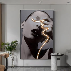 Elegant LED Crystal Porcelain Lady Profile Wall Art - Illuminated Decorative Painting for Home Décor
