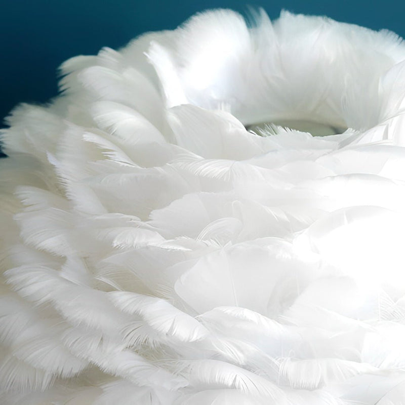 Elegant LED Feather Table Lamp with Ambient Crystal Tassels - Stylish Home Lighting Decor
