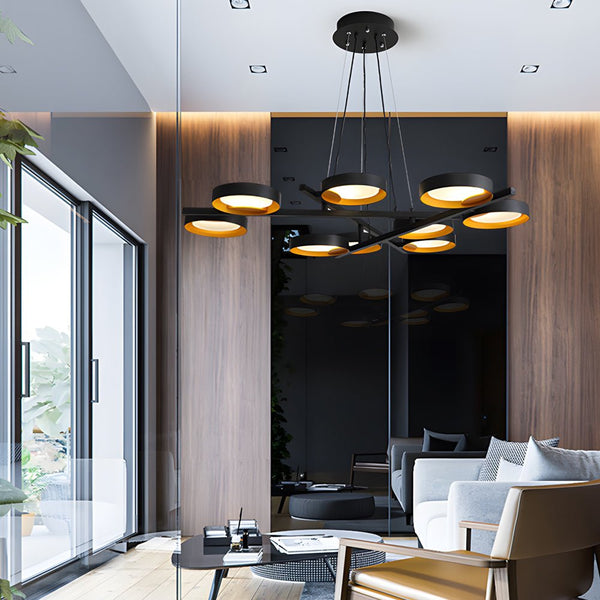 Elegant 1-9 Light Chandelier with Light Guide Ring - Modern Ceiling Fixture for Home Decor
