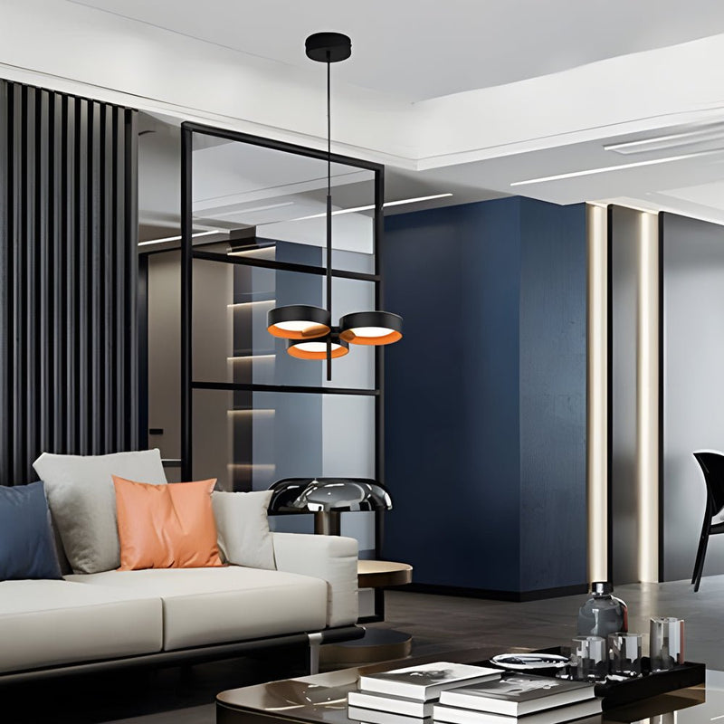 Elegant 1-9 Light Chandelier with Light Guide Ring - Modern Ceiling Fixture for Home Decor
