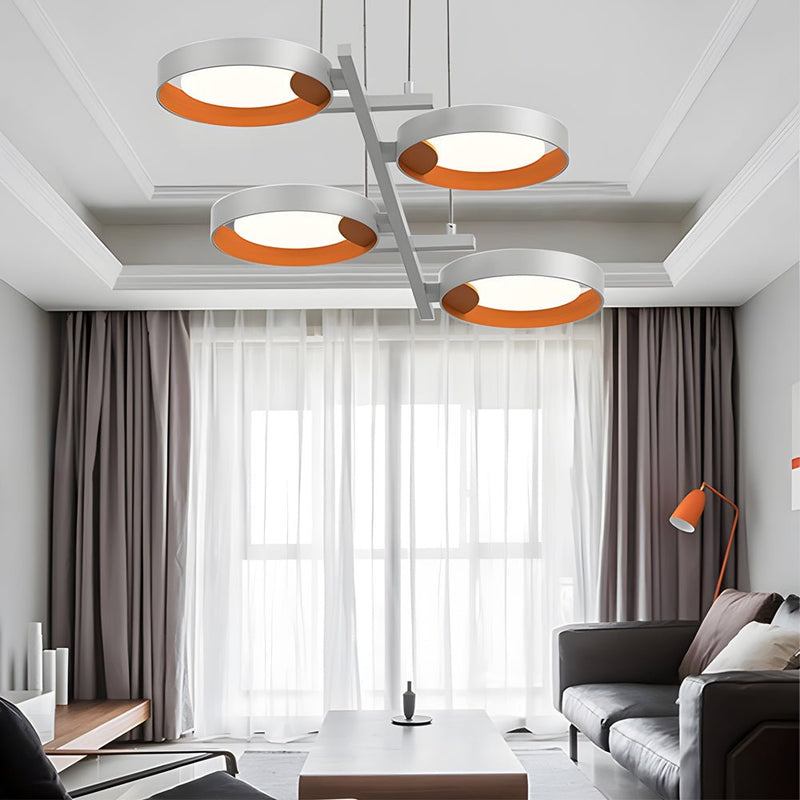 Elegant 1-9 Light Chandelier with Light Guide Ring - Modern Ceiling Fixture for Home Decor
