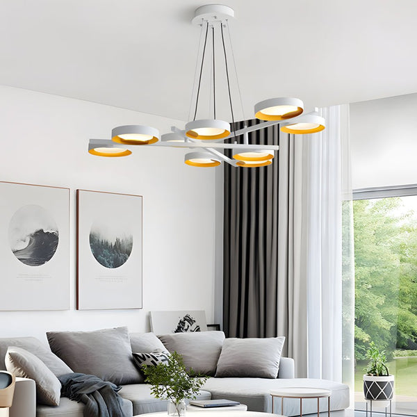 Elegant 1-9 Light Chandelier with Light Guide Ring - Modern Ceiling Fixture for Home Decor