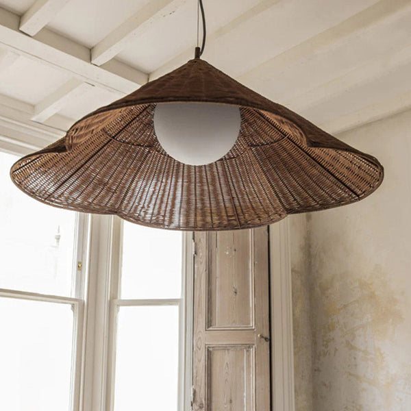 Rustic Rattan Woven Pendant Light - Boho Ceiling Lamp for Cozy Home Decor