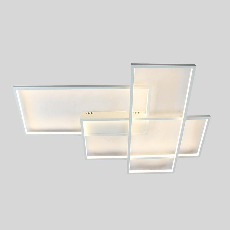 Modern Overlapping Rectangles Aluminum LED Flush Mount Ceiling Light - Geometric Style Lighting Fixture