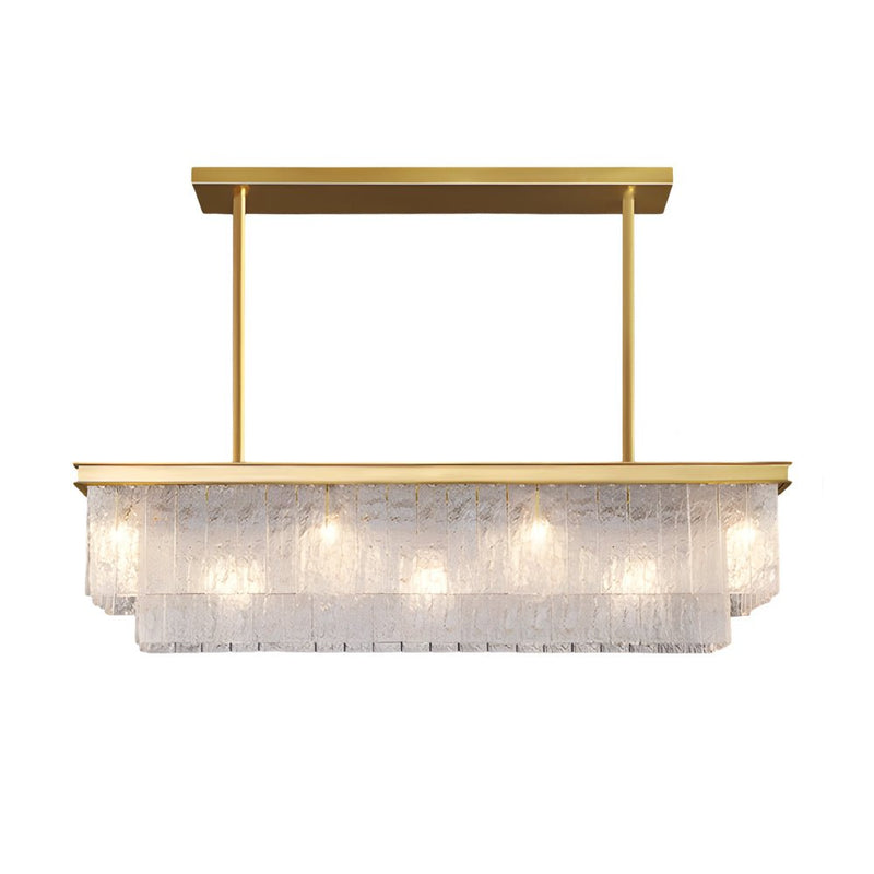 Post-Modern Long Rectangular Double Layer Chandelier - 3-Step Dimming, Elegant Lighting Fixture for Modern Spaces