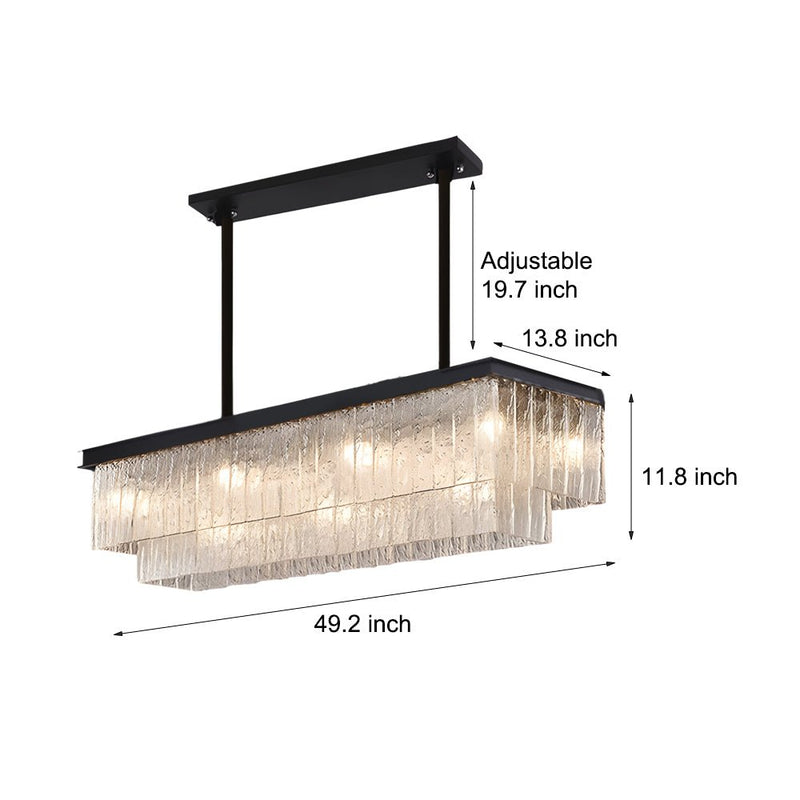 Post-Modern Long Rectangular Double Layer Chandelier - 3-Step Dimming, Elegant Lighting Fixture for Modern Spaces