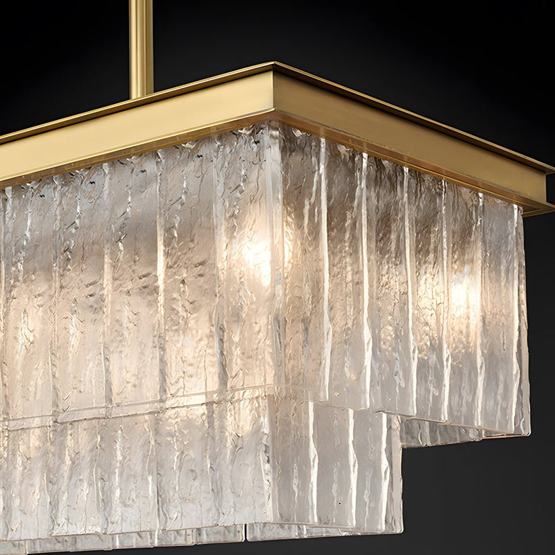 Post-Modern Long Rectangular Double Layer Chandelier - 3-Step Dimming, Elegant Lighting Fixture for Modern Spaces