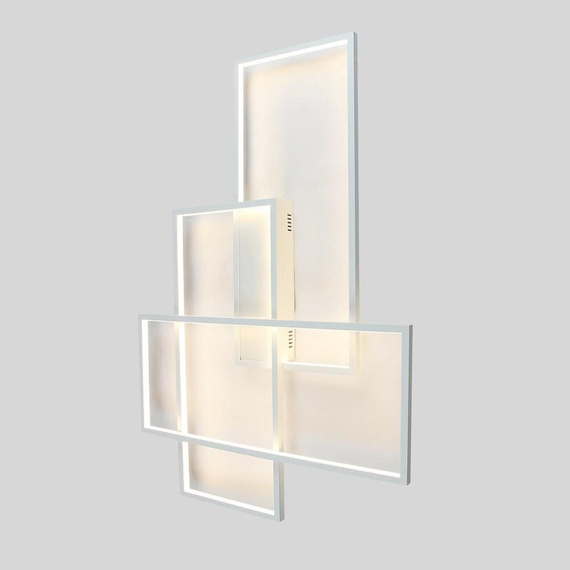 Modern Overlapping Rectangles Aluminum LED Flush Mount Ceiling Light - Geometric Style Lighting Fixture