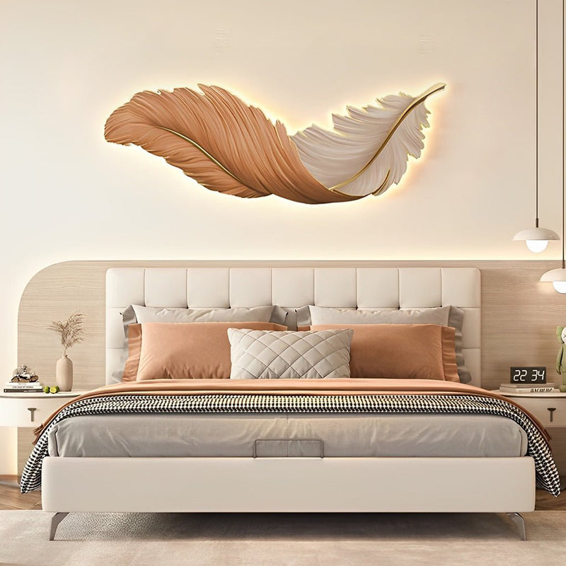 Luxury LED Wall Lights with Creative Feather Design - Remote Control, USB Powered, DC 5V Modern Lighting