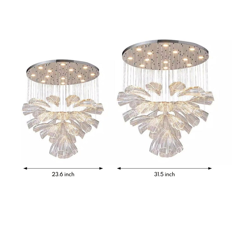 Luxury Handcrafted Art Glass Chandelier with 3-Step Dimming - Modern Floral Design