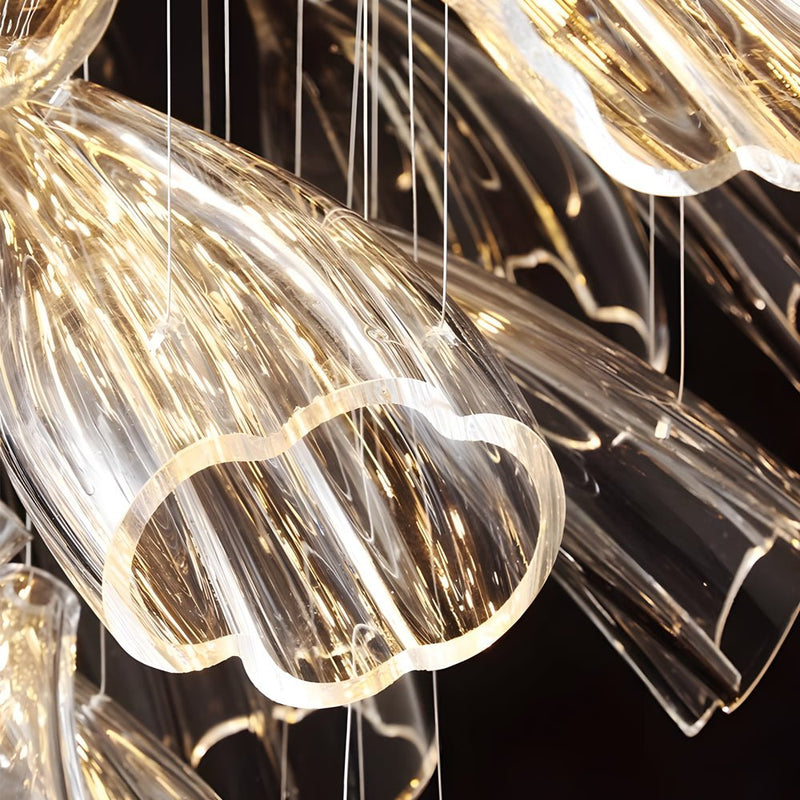 Luxury Handcrafted Art Glass Chandelier with 3-Step Dimming - Modern Floral Design