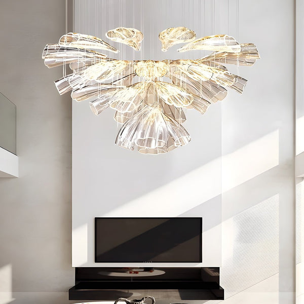 Luxury Handcrafted Art Glass Chandelier with 3-Step Dimming - Modern Floral Design