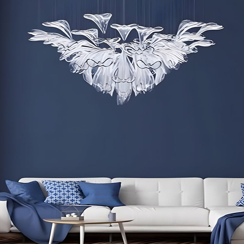 Luxury Handcrafted Art Glass Chandelier with 3-Step Dimming - Modern Floral Design