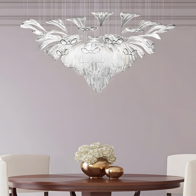 Luxury Handcrafted Art Glass Chandelier with 3-Step Dimming - Modern Floral Design