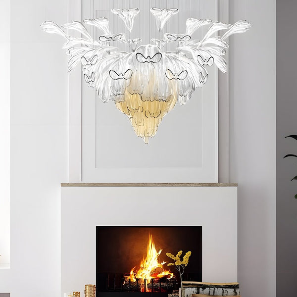 Luxury Handcrafted Art Glass Chandelier with 3-Step Dimming - Modern Floral Design