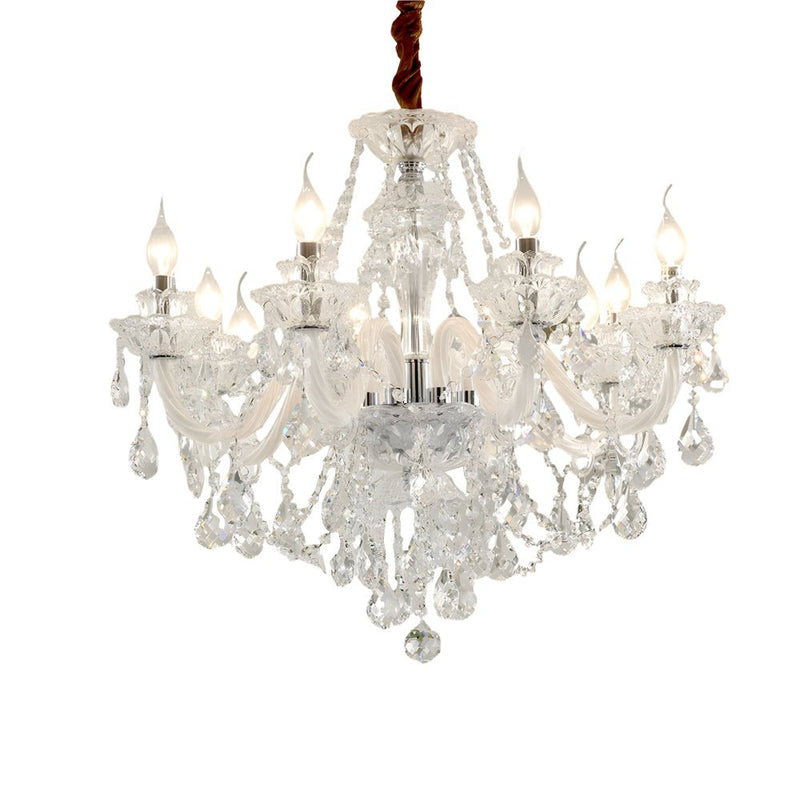 Elegant European Retro Crystal Chandelier - Luxury Glass Candlelight Design
