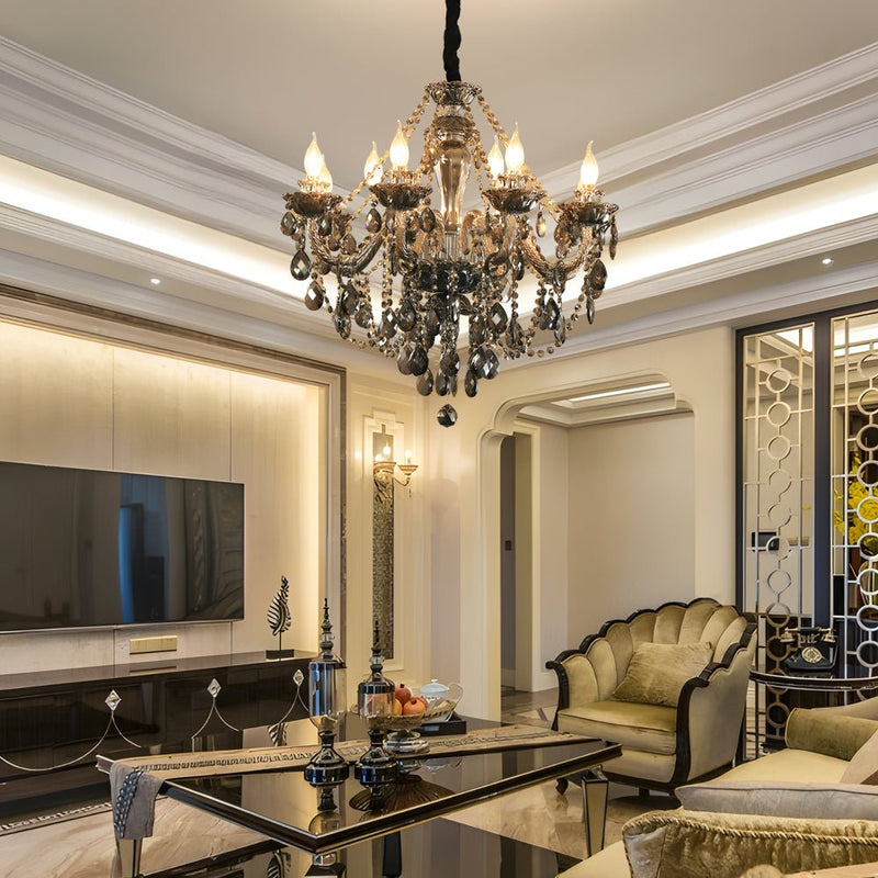 Elegant European Retro Crystal Chandelier - Luxury Glass Candlelight Design