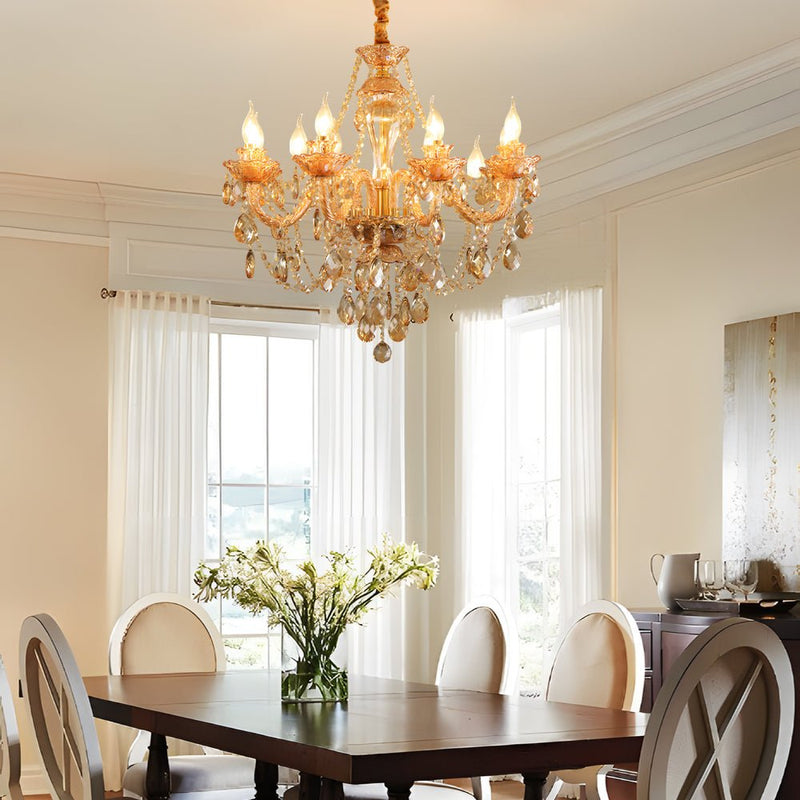 Elegant European Retro Crystal Chandelier - Luxury Glass Candlelight Design