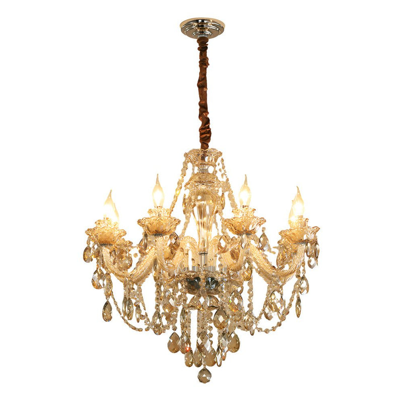 Elegant European Retro Crystal Chandelier - Luxury Glass Candlelight Design