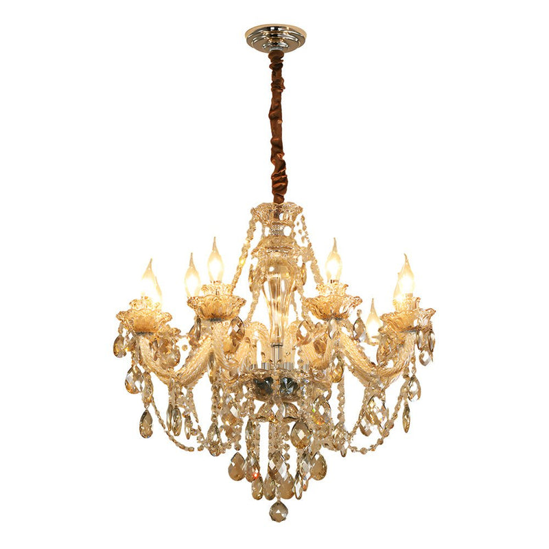 Elegant European Retro Crystal Chandelier - Luxury Glass Candlelight Design