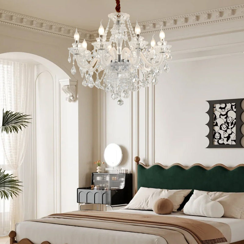 Elegant European Retro Crystal Chandelier - Luxury Glass Candlelight Design