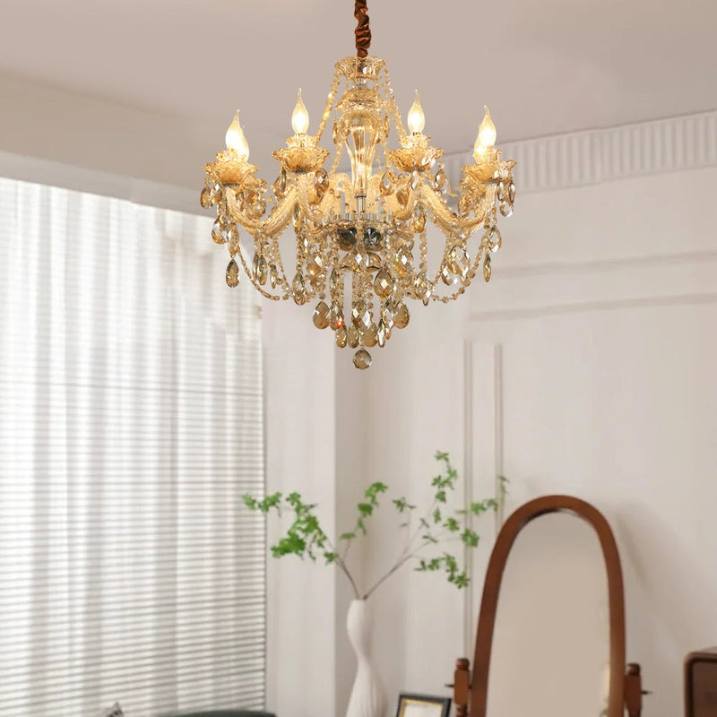 Elegant European Retro Crystal Chandelier - Luxury Glass Candlelight Design