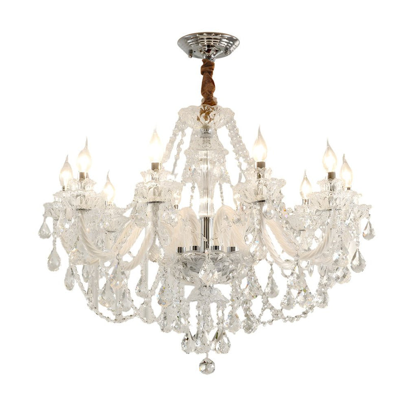 Elegant European Retro Crystal Chandelier - Luxury Glass Candlelight Design