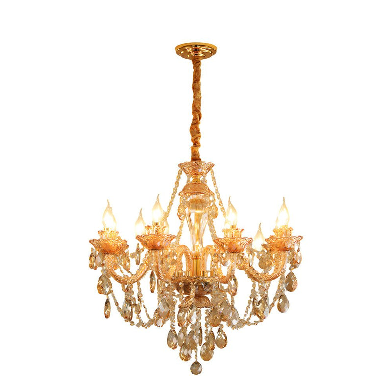 Elegant European Retro Crystal Chandelier - Luxury Glass Candlelight Design