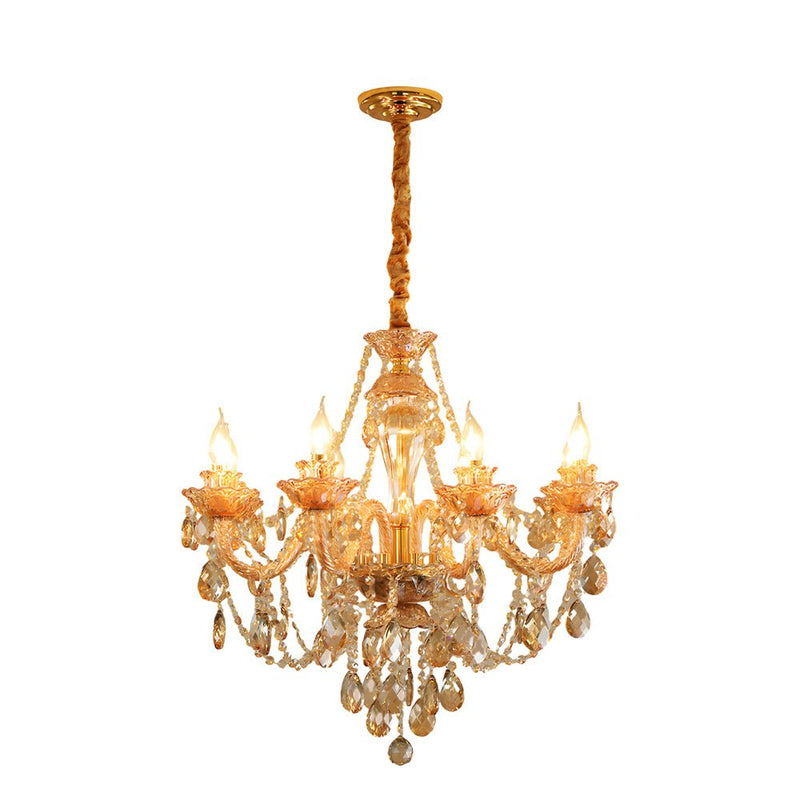 Elegant European Retro Crystal Chandelier - Luxury Glass Candlelight Design