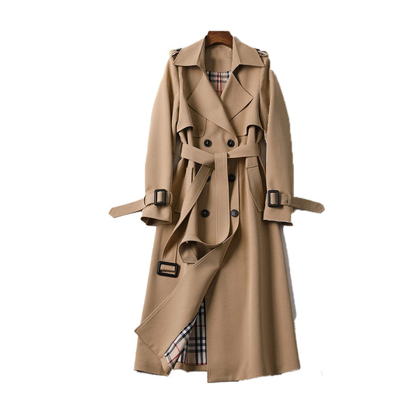 Chic Women's Double Button Trench Coat - Timeless All-Season Outerwear for Effortless Style