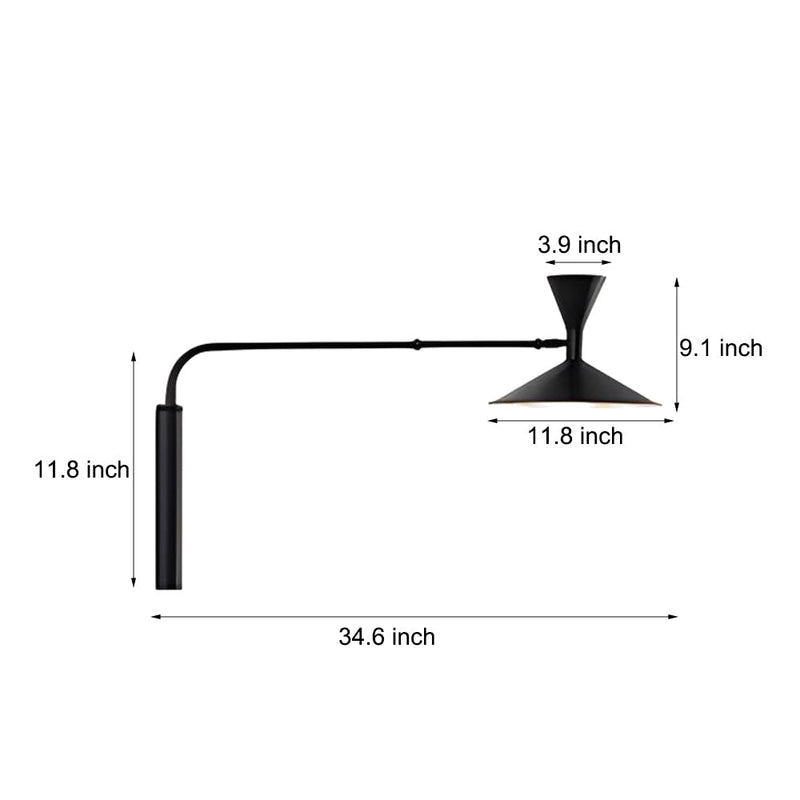 Adjustable Marseille Swing Arm Wall Lamp - Long Metal Arm Trumpet Sconce for Modern Home Decor