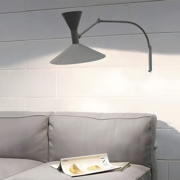 Adjustable Marseille Swing Arm Wall Lamp - Long Metal Arm Trumpet Sconce for Modern Home Decor