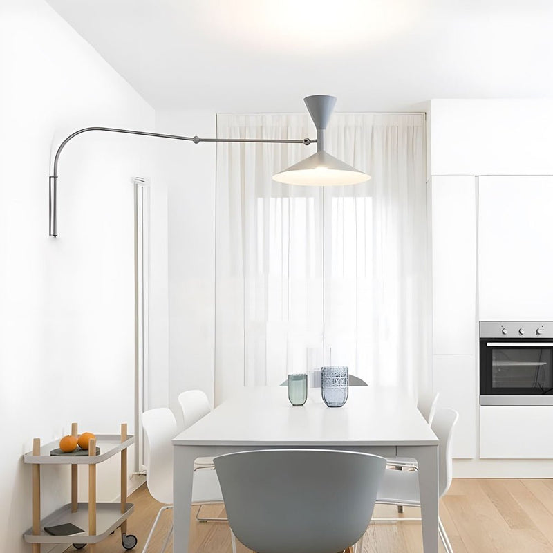 Adjustable Marseille Swing Arm Wall Lamp - Long Metal Arm Trumpet Sconce for Modern Home Decor
