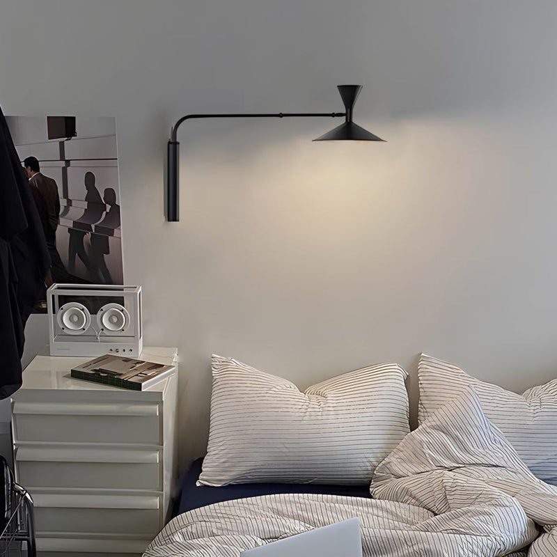 Adjustable Marseille Swing Arm Wall Lamp - Long Metal Arm Trumpet Sconce for Modern Home Decor