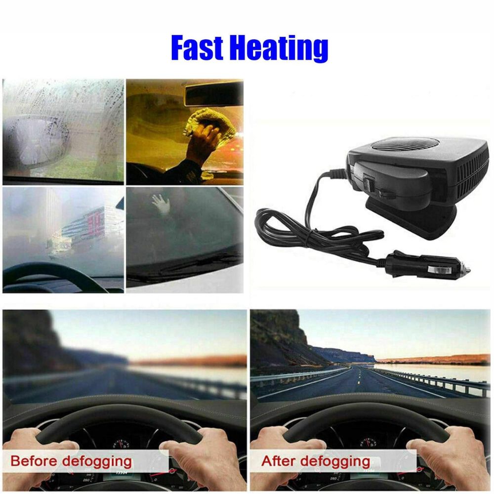 150W/300W 12V Ceramic Car Heater & Fan – Fast Heating Portable Car Heater for Winter Comfort